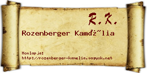 Rozenberger Kamélia névjegykártya